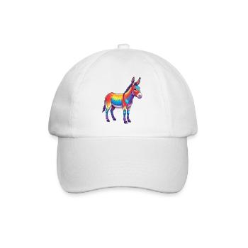 Bunte Eselregenbogen-Pop-Art-Aquarell - Baseballkappe - Weiß/Weiß - Vorne