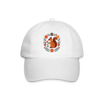 Blumenkranz-Eichhörnchen - Baseballkappe - Weiß/Weiß - Vorne