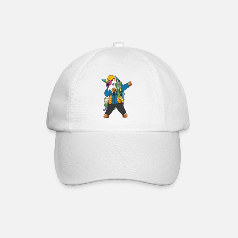 Dabbing Unicorn Ingenieur Bauarbeiter - Baseballkappe - Weiß/Weiß