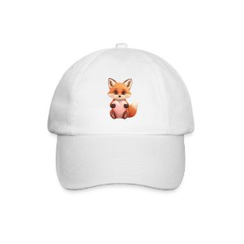 Cute fox with heart - Baseball Cap - white/white - Front
