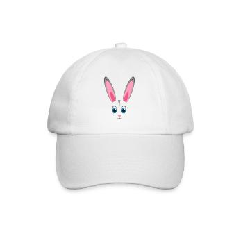 Niedliches Kaninchengesicht Kawaii Bunny Oster-Faulheitskostüm - Baseballkappe - Weiß/Weiß - Vorne