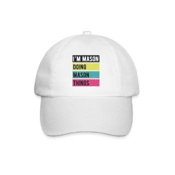 Ich bin Mason und mache Mason Things in Retro-Farben - Baseballkappe - Weiß/Weiß - Vorne