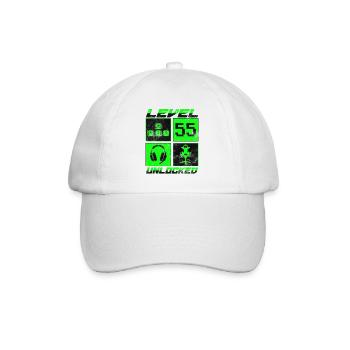 Geburtstag Geschenk Level Unlocked 55 Jahre - Baseballkappe - Weiß/Weiß - Vorne