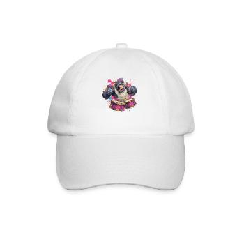 Colorful monkey on the drum set - Baseball Cap - white/white - Front