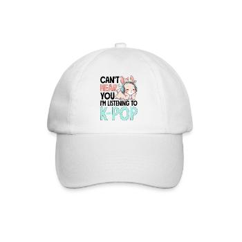 Je ne t’entends pas en écoutant de la K-Pop - Casquette classique - blanc/blanc - Devant