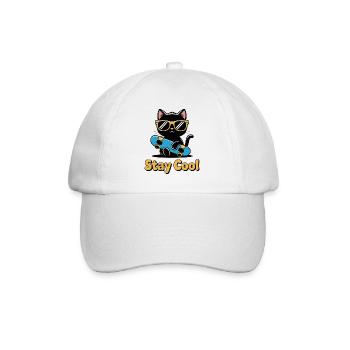 Skater Cat Stay Cool - Baseball Cap - white/white - Front