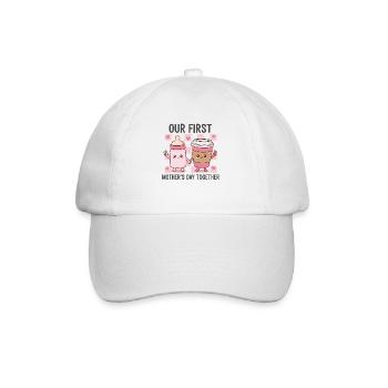 Unser erster Muttertag – Kawaii Baby & Kaffee - Baseballkappe - Weiß/Weiß - Vorne