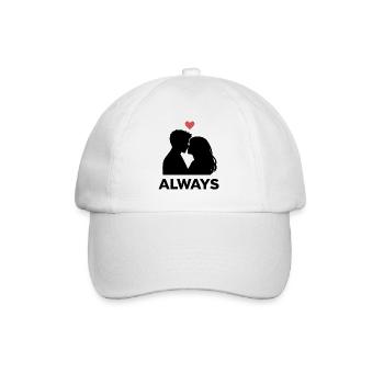 Minimal Heart Love, Valentine's Day Girlfriend Boyfriend - Baseball Cap - white/white - Front