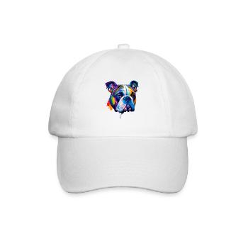 English Bulldog Dog Colorful Pop Art Portrait - Baseball Cap - white/white - Front