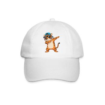 Cool Dabbing Tiger Sonnenbrille Cartoon-Kunst - Baseballkappe - Weiß/Weiß - Vorne