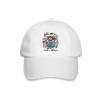 Cheerful craftsman in tool chaos - Baseball Cap - white/white - Front