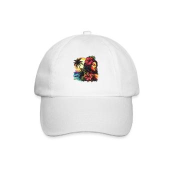 Tropics Woman Hibiscus Beach - Baseball Cap - white/white - Front