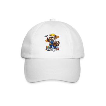 Construction Raccoon in workshop look - Baseball Cap - white/white - Front