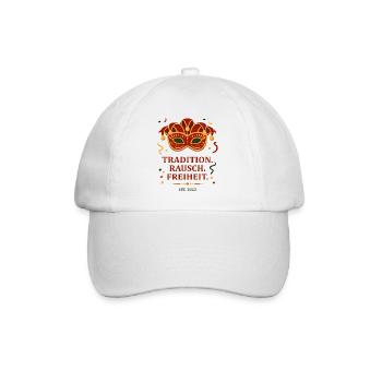Tradition. Rausch. Freiheit. – Karnevalsmaske - Baseballkappe - Weiß/Weiß - Vorne