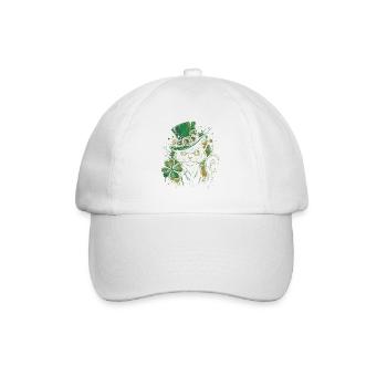 Green cat purr with shamrock - Baseball Cap - white/white - Front
