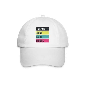 Ich bin Zach, mache Zach-Dinge Retrofarben - Baseballkappe - Weiß/Weiß - Vorne