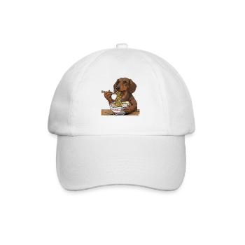 Japanese Ramen Dachshund Noodle Bowl Anime Otaku - Baseball Cap - white/white - Front