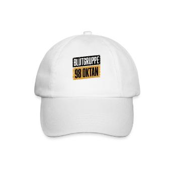Blutgruppe 98 Oktan - Benzin Design - Baseballkappe - Weiß/Weiß - Vorne