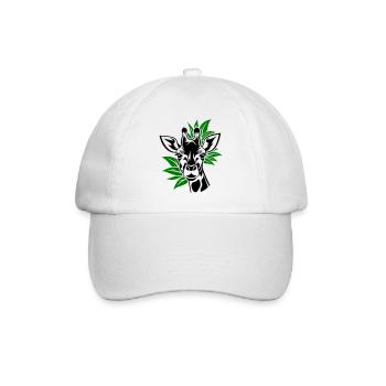 Giraffe with leaves in the background - Baseball Cap - white/white - Front