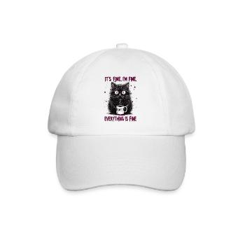 Its Fine Im Fine Coffee Cat Humor - Baseball Cap - white/white - Front
