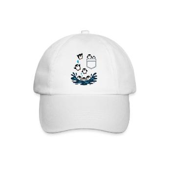 Penguin Jump Into The Water Pocket Design - Baseball Cap - white/white - Front