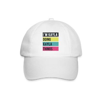 Ich bin Kayla und mache Kayla-Dinge Retrofarben - Baseballkappe - Weiß/Weiß - Vorne