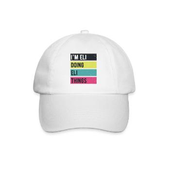 Ich bin Eli Doing Eli Things Retro Farben - Baseballkappe - Weiß/Weiß - Vorne