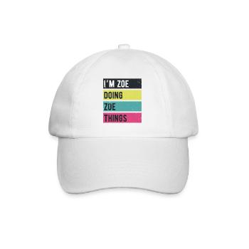 Je suis Zoe qui fait des choses Zoe Couleurs rétro - Casquette classique - blanc/blanc - Devant