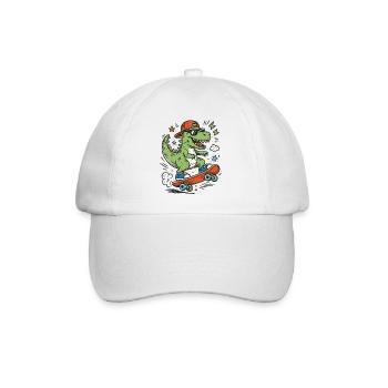 Krokodil auf Skateboard mit Cap - Baseballkappe - Weiß/Weiß - Vorne