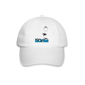 Penguin Jump Into The Water Pocket Design - Baseball Cap - white/white - Front