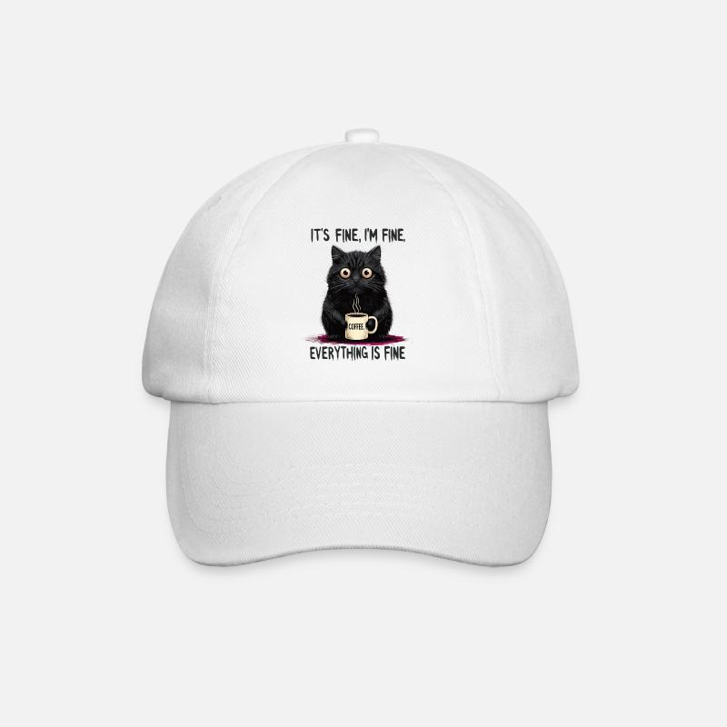 Ça va, je vais bien de l’humour de chat au café - Casquette classique - blanc/blanc