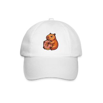 Capybara with donut naughty cute animal motif - Baseball Cap - white/white - Front