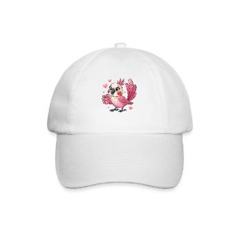 Cute pink parrot with hearts and packets - Baseball Cap - white/white - Front