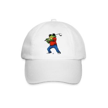 Golfing frog - Baseball Cap - white/white - Front