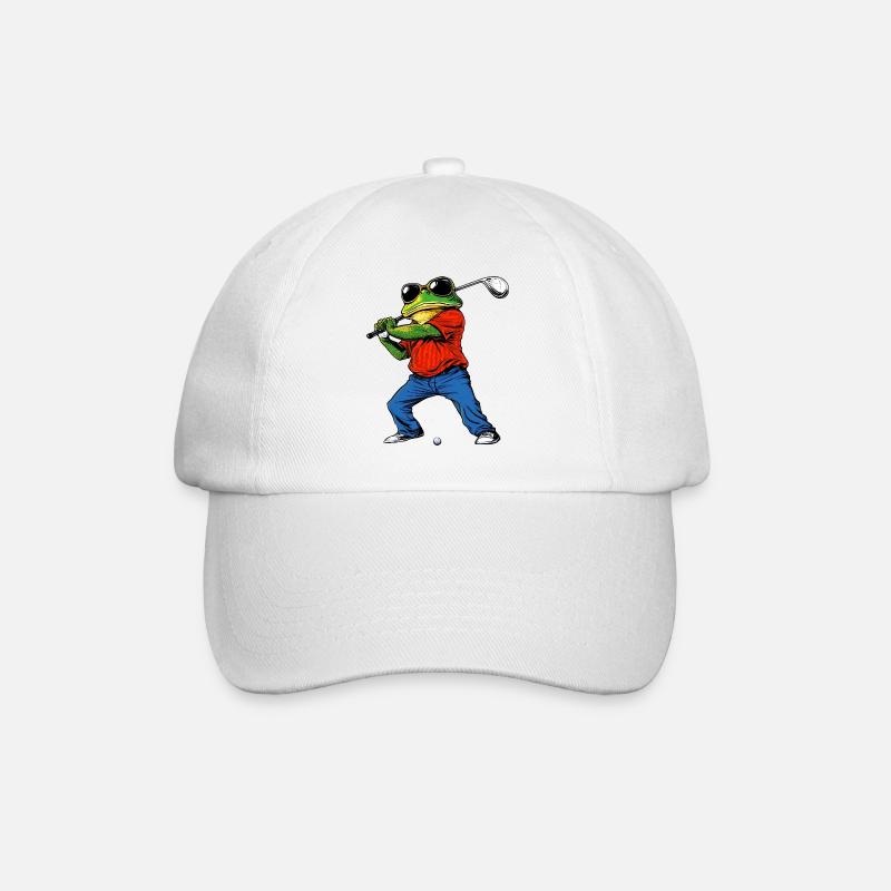 Golfender Frosch - Baseballkappe - Weiß/Weiß