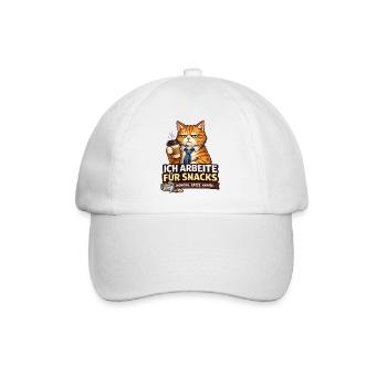 I work for Snacks – Office Cat - Baseball Cap - white/white - Front