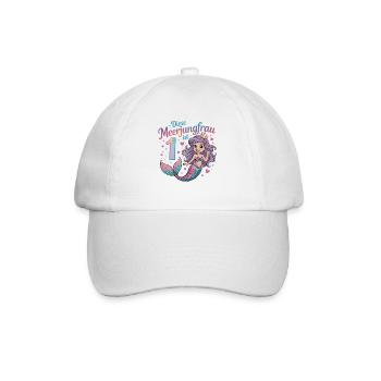 This Mermaid Is 1 Girl 1st Birthday - Baseball Cap - white/white - Front