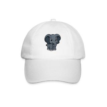 Cuddly Elephant Friend Cartoon - Baseball Cap - white/white - Front