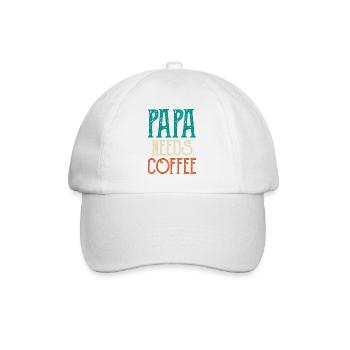 Papa Needs Coffee - Baseballkappe - Weiß/Weiß - Vorne