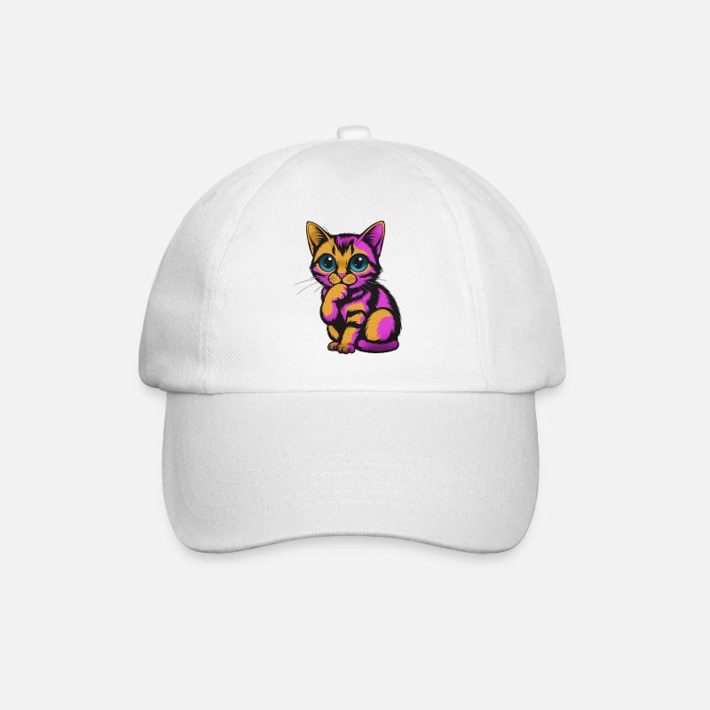 Couleurs néon colorées pensives pour chats - Casquette classique - blanc/blanc