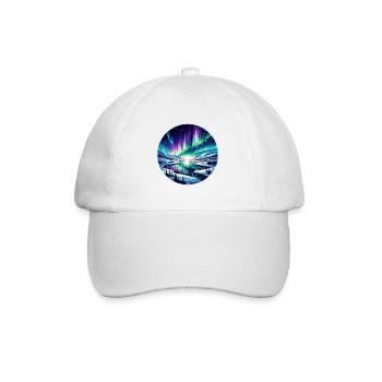 Nordlichtlandschaft am Eisfluss - Baseball Cap - white/white - Front