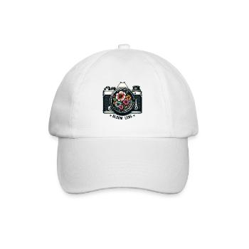 Blumenlinse Retro Florale Motive - Baseballkappe - Weiß/Weiß - Vorne