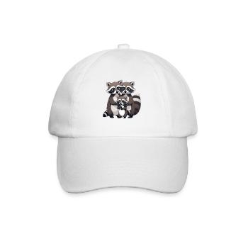 Câlin en famille de ratons laveurs - Casquette classique - blanc/blanc - Devant
