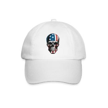 USA Totenkopf - Design du Crâne Patriote - Casquette classique - blanc/blanc - Devant