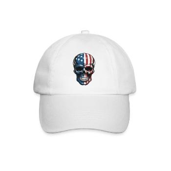 USA Totenkopf - Design du Crâne Patriote - Casquette classique - blanc/blanc - Devant