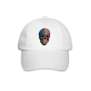 USA Totenkopf - Design du Crâne Patriote - Casquette classique - blanc/blanc - Devant