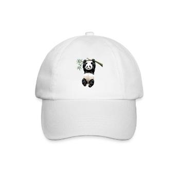 Hanging Panda Bamboo Branch - Baseball Cap - white/white - Front