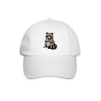 Cute Raccoon Feralcore Cartoon Shirt - Baseball Cap - white/white - Front