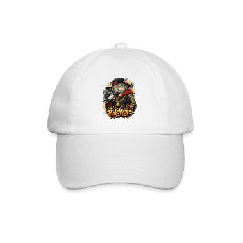 HipHop Katze mit Mikro - Baseballkappe - Weiß/Weiß - Vorne
