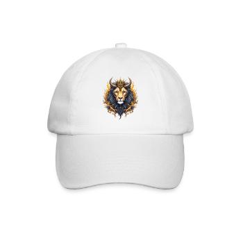 Royal Lion with Golden Crown and Flowers - Baseball Cap - white/white - Front